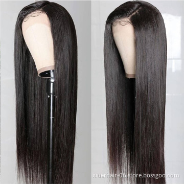 High Quality Virgin Human Straight Hair Grade 10A 4X4 Glueless Invisible Knot Lace Closure Wig